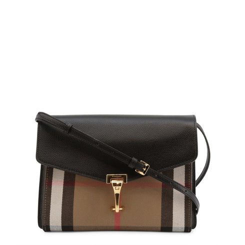 Burberry Macken House Check Canvas Leather Crossbody Bag in Black